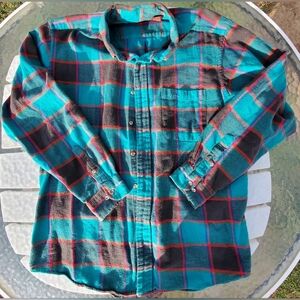 High Sierra by Mervyn's Vintage Green Red Black Plaid Flannel GPWC 100% Cotton L